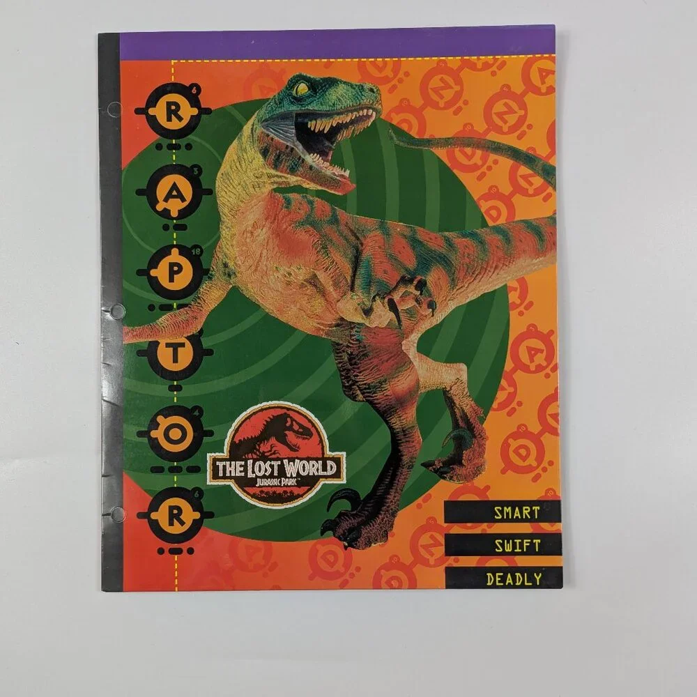 Jurassic Park The Lost World Vintage 1998 2 Pocket Dinosaur School Folders